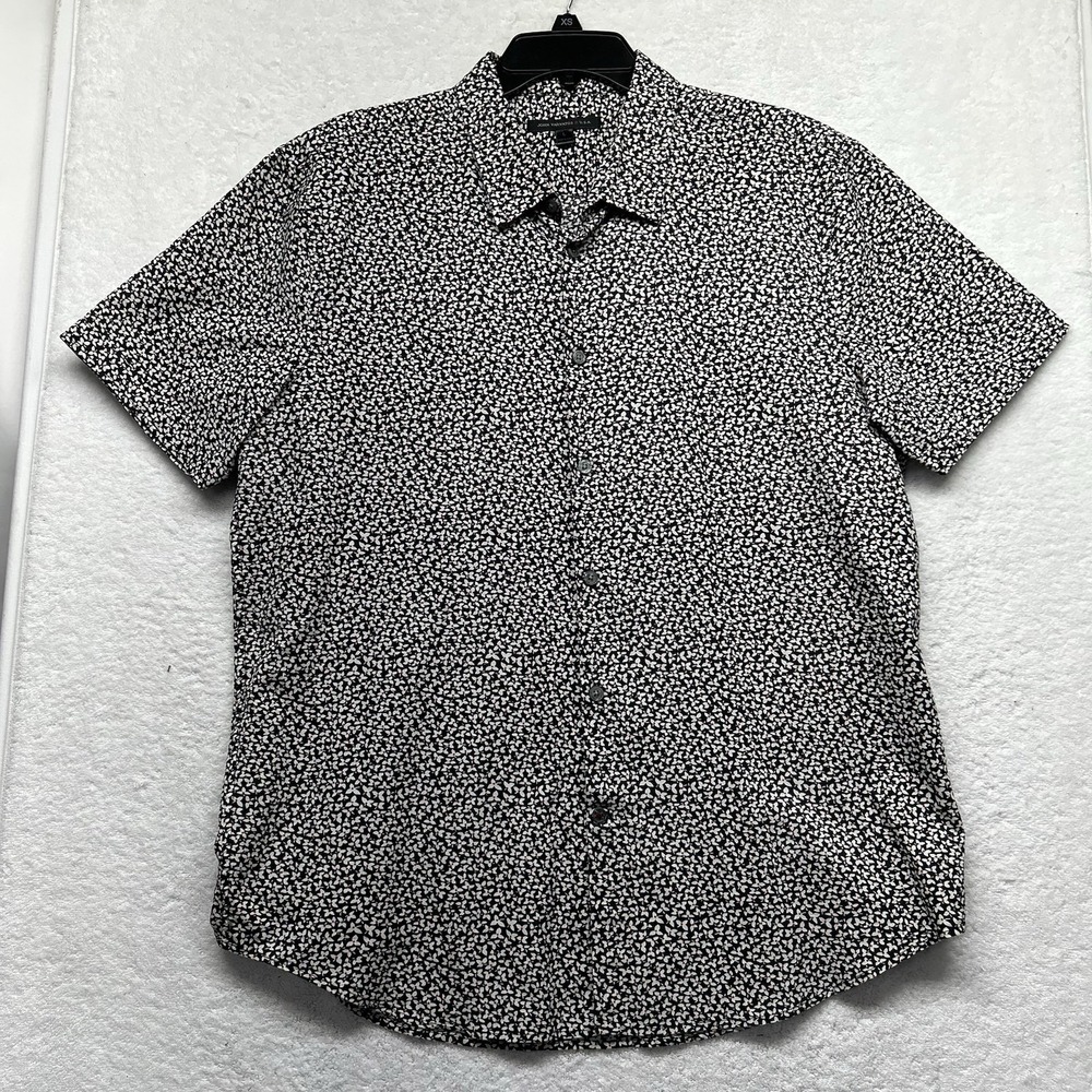 John Varvatos Mens SizeL Black Floral Short Sleeve Button Up Shirt (T5)